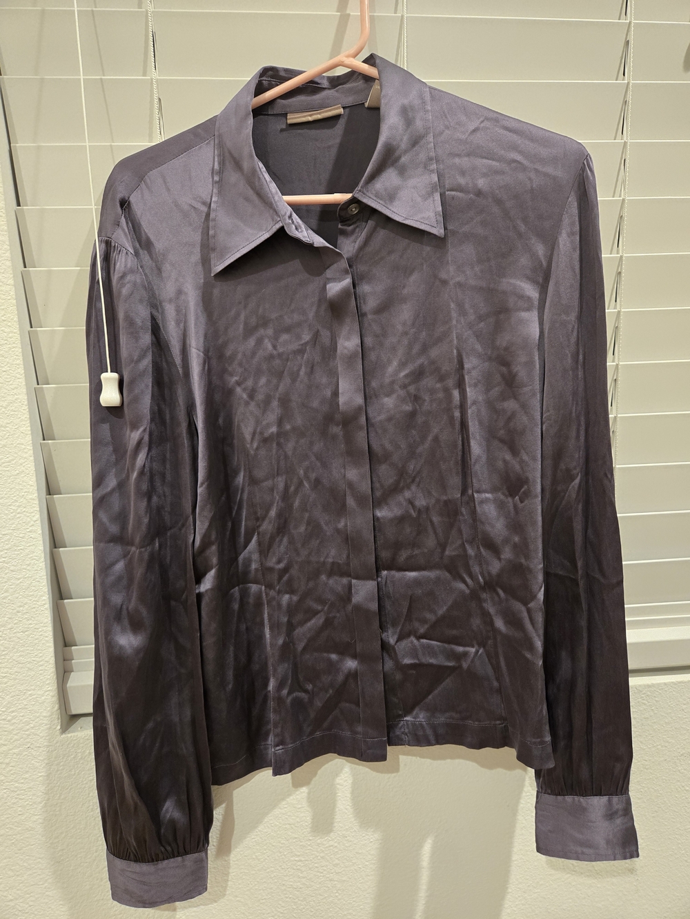 Satin-Feel Button Down Shirt in Dusty Purple